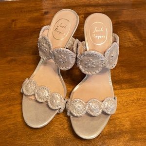 New JACK ROGERS Lauren Wedge sandal gold leather 8